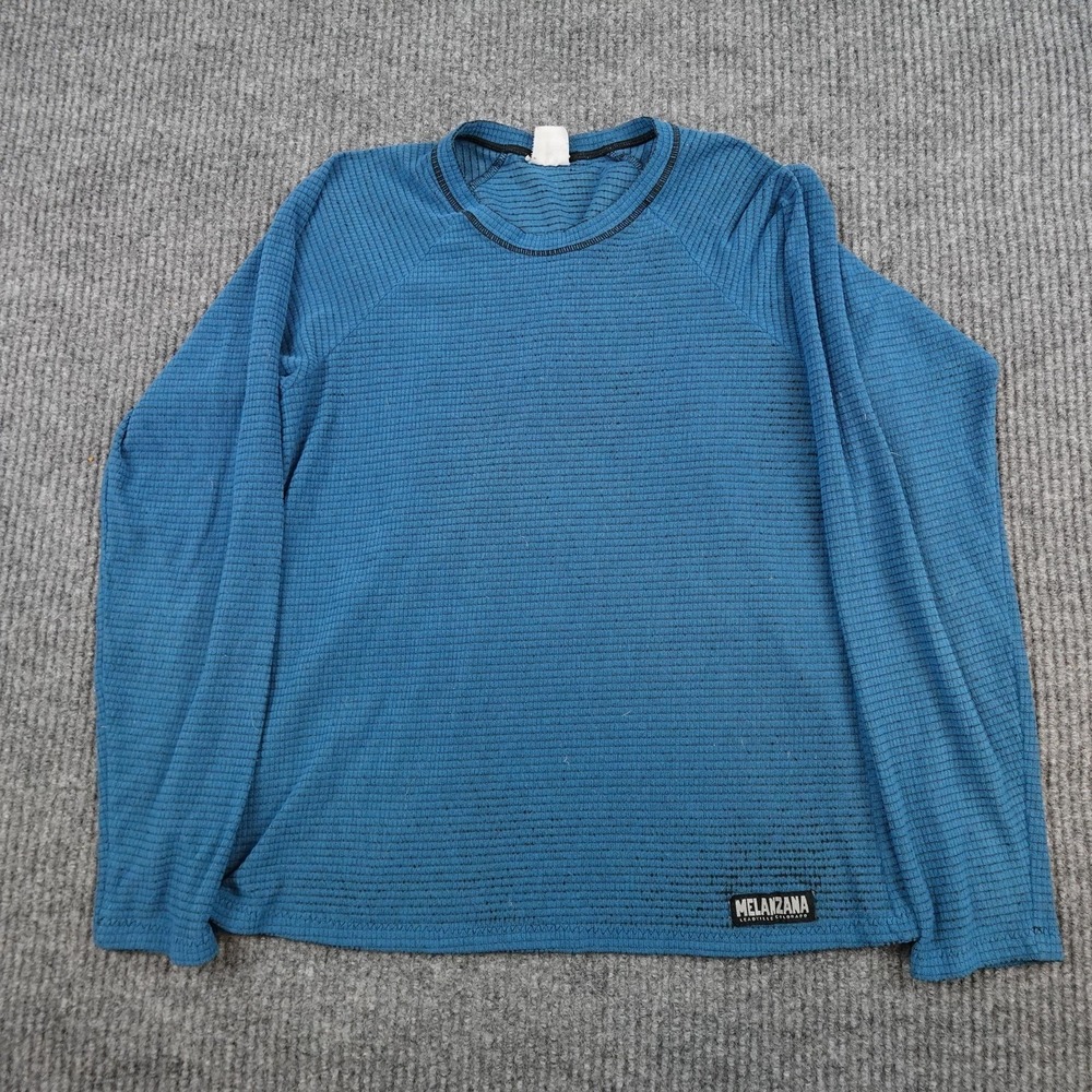 Melanzana Grid Fleece Shirt Womens Medium Blue Long Sleeve Baselayer Top